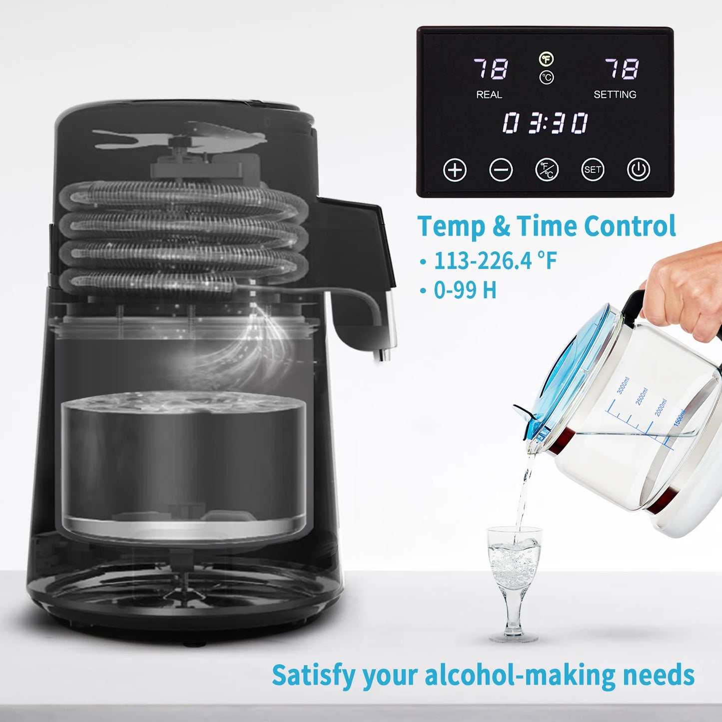 VEVOR 4L Water Distiller for Drinking Water - ZERO PLASTIC CONTACT - Perfect for Long Term Water Storage