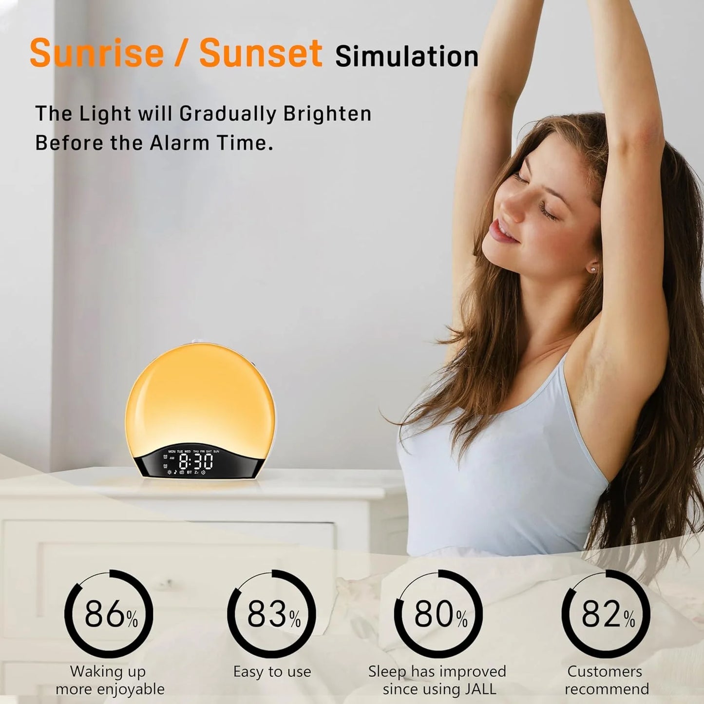 Smart Alarm Clock Wake Up Light Alarm Clock With Sunrise/Sunset Simulation Alarms FM Radio Snooze LED Atmosphere Night Light